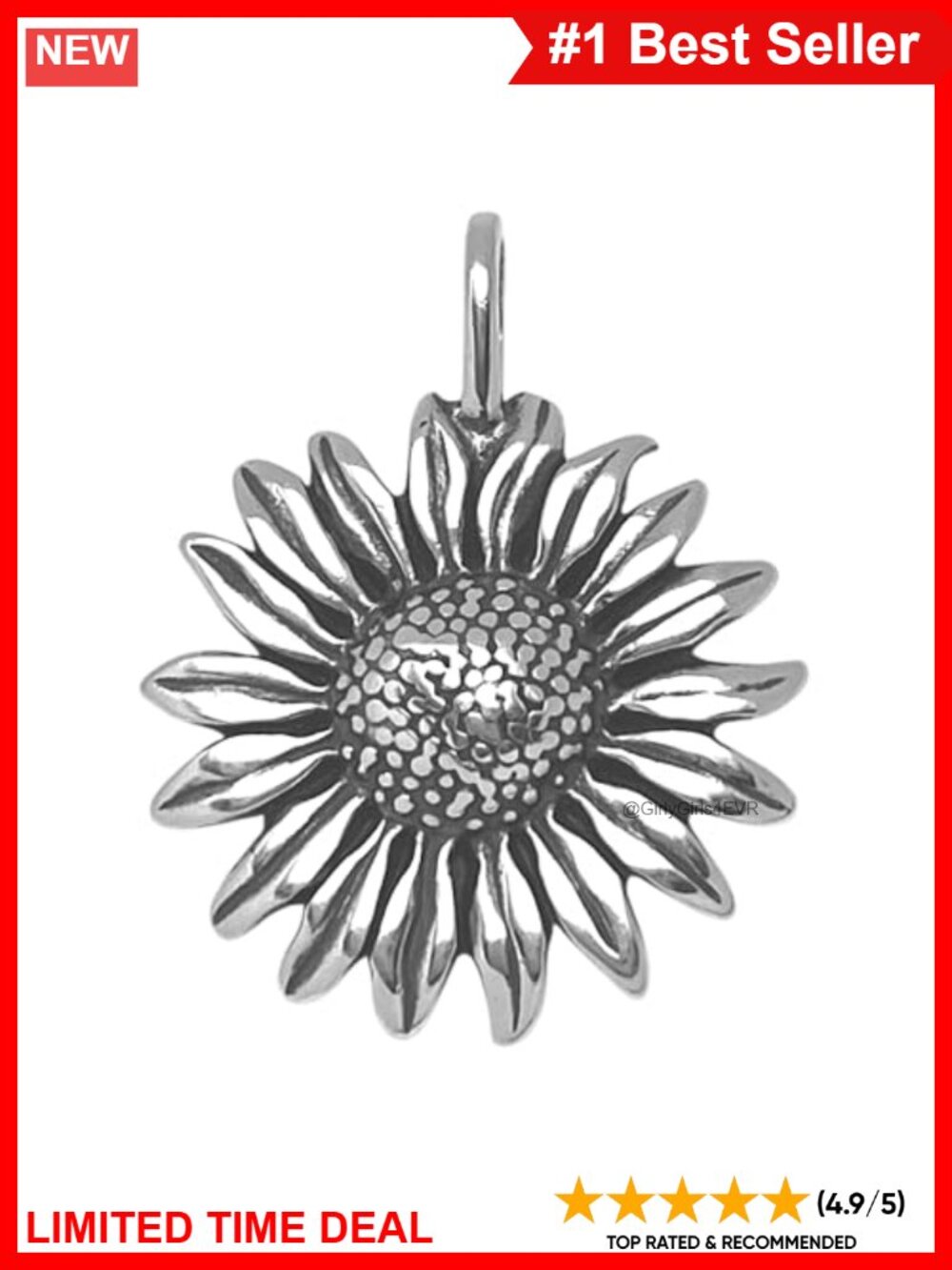Sterling Silver Sunflower Charm Pendant Minimalist Jewelry Gift